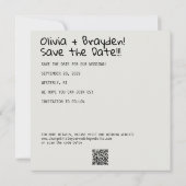 Retro Instant Camera B&W Foto QR Code Save The Date (Achterkant)
