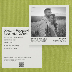 Retro Instant Camera B&W Foto QR Code Save The Date
