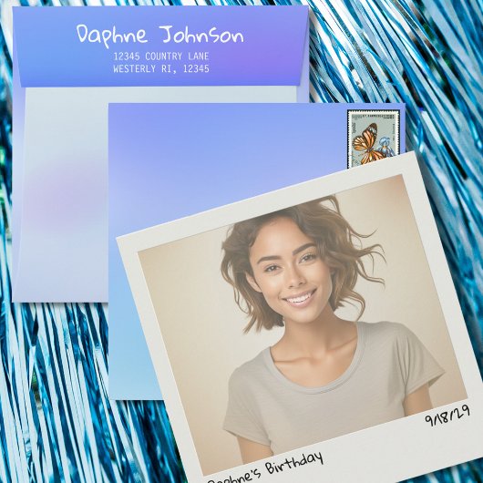 Retro Instant Camera Uw Foto Verjaardag Kaart