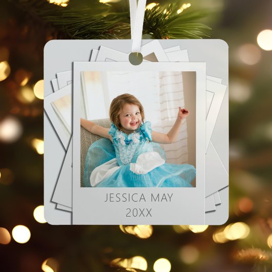 Retro Instant Foto Frame Naam Jaar Ornament