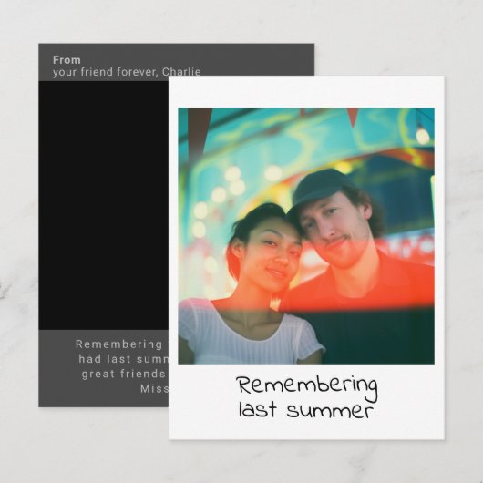 Retro instant foto herinnering aandenken briefkaart (Voorkant / Achterkant)