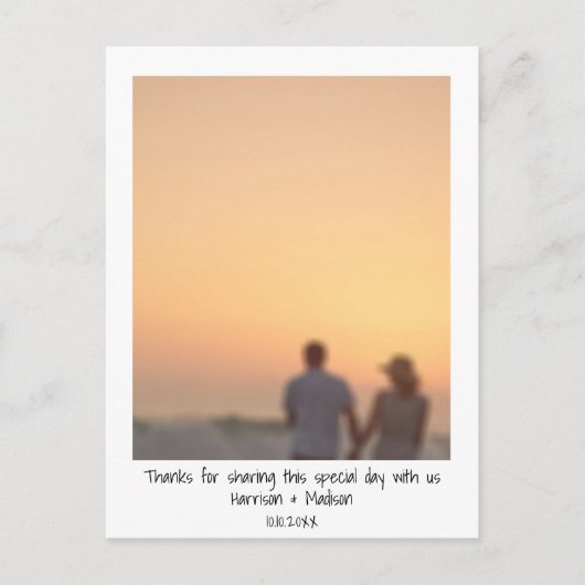 Retro instant foto namen aangepaste bruiloft Dank  Briefkaart (Voorkant)