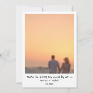 Retro instant foto namen bruiloft Dank u kaart