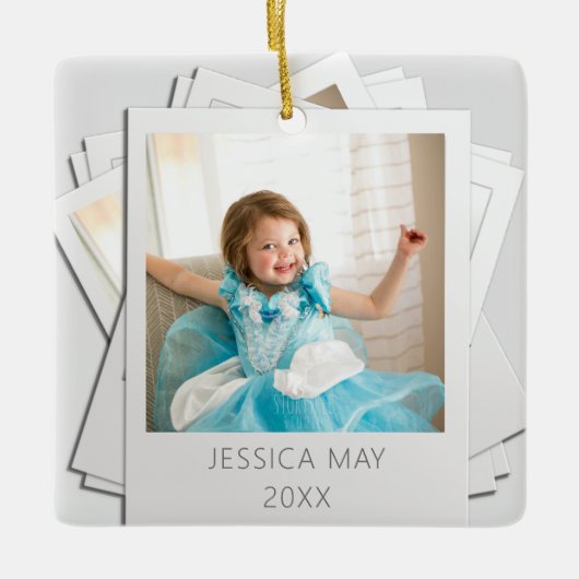 Retro Instant Photo Lijst Naam Jaar Ornament (Voorkant)