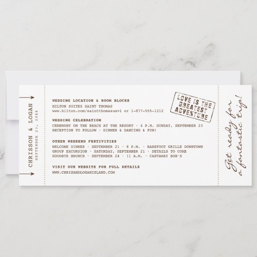 Retro-instapkaart & paspoortstempel De datum opsla Aankondiging (Achterkant)