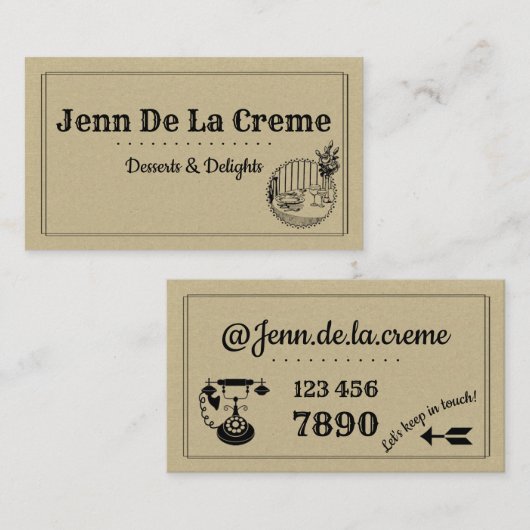  retro-instelling visitekaartje (Voorkant / Achterkant)