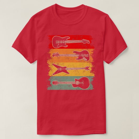  Retro Instrument Musical Mannen Vrouwen gitaar T-shirt (Design voorkant)