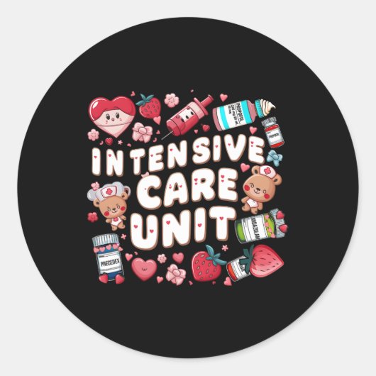 Retro Intensive Care Unit Nurse Tech Valentijn ICU Ronde Sticker (Voorkant)