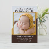 Retro Introductie Baby Foto Geboorte Aankondiging (Staand voorkant)