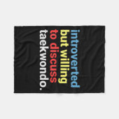 Retro Introvert Maar Taekwondo Liefhebber Grappig Fleece Deken (Voorkant (Horizontaal))