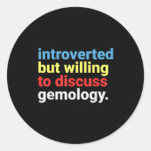 Retro Introverted But Gemology Lover Funny  Ronde Sticker (Voorkant)