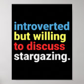 Retro Introverted But Willing Stargazing Lover Fun Poster (Voorkant)