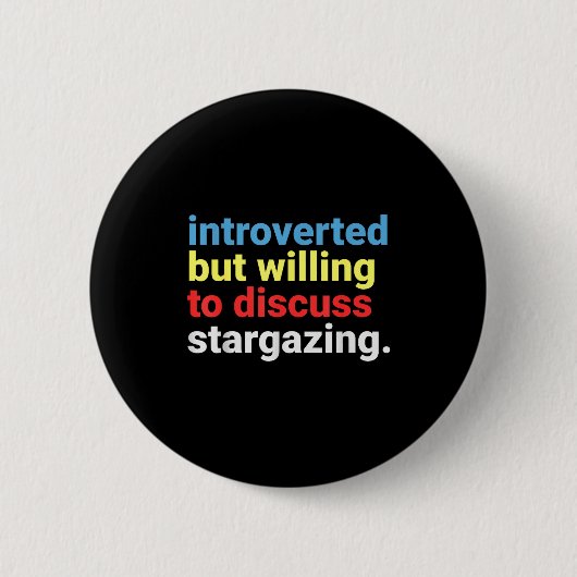 Retro Introverted But Willing Stargazing Lover Fun Ronde Button 5,7 Cm (Voorkant)
