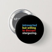 Retro Introverted But Willing Stargazing Lover Fun Ronde Button 5,7 Cm (Voorkant /achterkant)