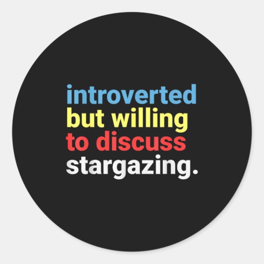 Retro Introverted But Willing Stargazing Lover Fun Ronde Sticker (Voorkant)