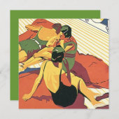 Retro Invitation Summer House ~ Beach ~ Pool Party Kaart (Voorkant / Achterkant)