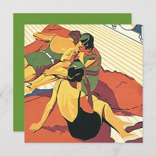 Retro Invitation Summer House ~ Beach ~ Pool Party Kaart (Voorkant / Achterkant)