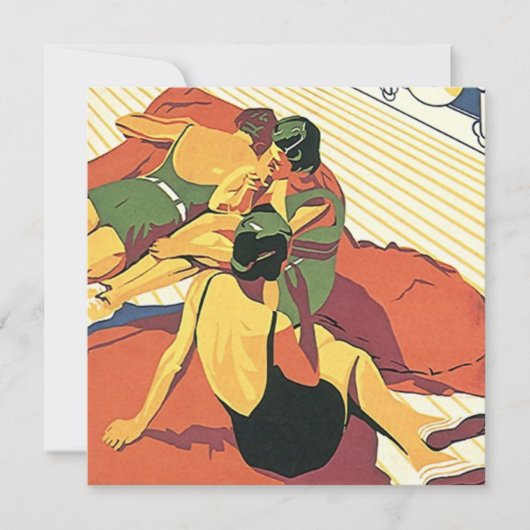 Retro Invitation Summer House ~ Beach ~ Pool Party Kaart (Voorkant)