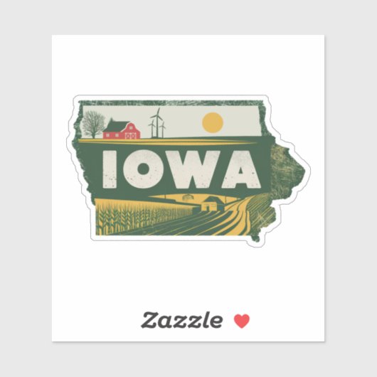 Retro Iowa Sticker (Vel)