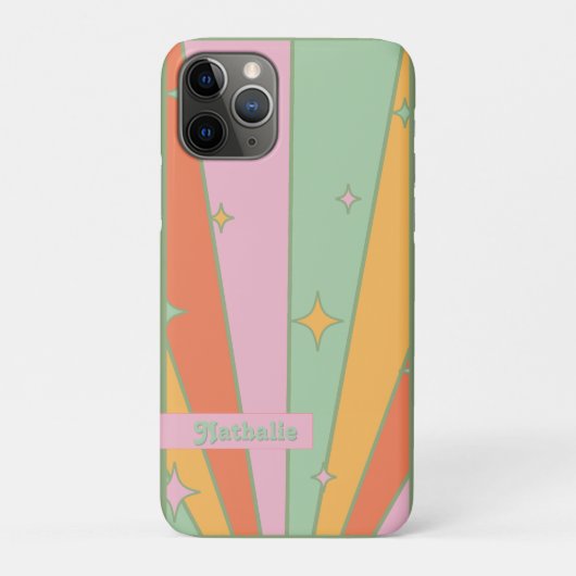 Retro iPhone Case - Gepersonaliseerde Groene Naam (Achterkant)