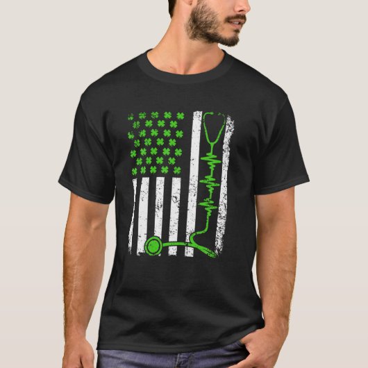 Retro Irish American Flag Nurse Doctor Flag St. T-shirt (Voorkant)