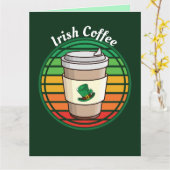 Retro  Irish Coffee Hot Drink om te gaan Kaart (Gele Bloem)