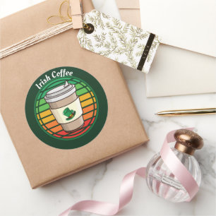 Retro Irish Coffee Hot Drink om te gaan Ronde Sticker