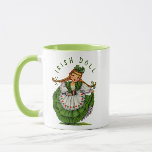 Retro Irish Doll Logo St Patricks Day personaliser Mok (Links)