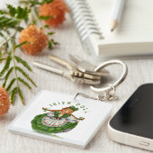 Retro Irish Doll Logo St Patricks Day personaliser Sleutelhanger (Voorkant Rechts)