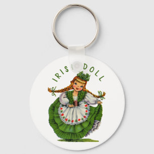 Retro Irish Doll Logo St Patricks Day personaliser Sleutelhanger