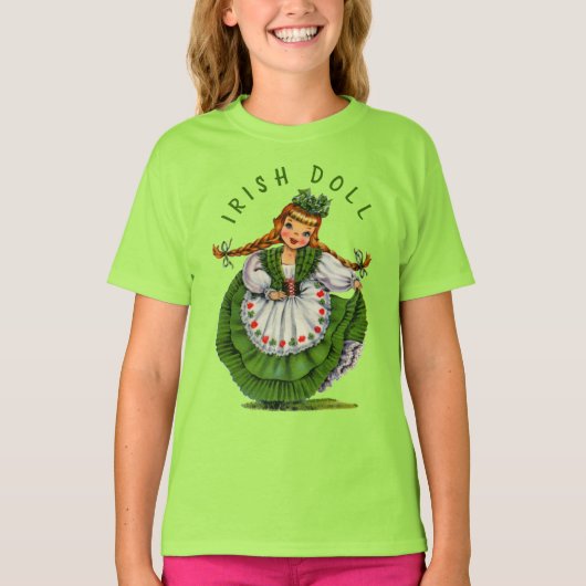 Retro Irish Doll Logo St Patricks Day personaliser T-shirt (Voorkant)