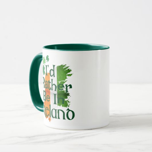 Retro  Irish Flag Mok, Ierland Print Coffee Mok (Voorkant links)
