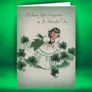 Retro  Irish Girl Custom St. Patrick's Day Feestdagen Kaart