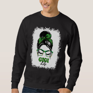 Retro Irish Messy Bun Gigi Life Shamrock Patrick's Trui