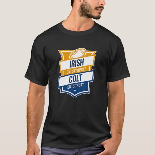 Retro Irish On Saturday Colt On Sunday Football Fa T-shirt (Voorkant)