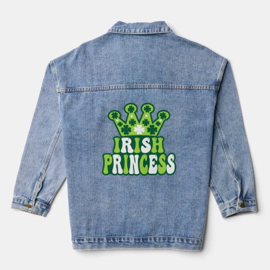 Retro Irish Princess St. Patrick's Day Denim Jacket (Achterkant)