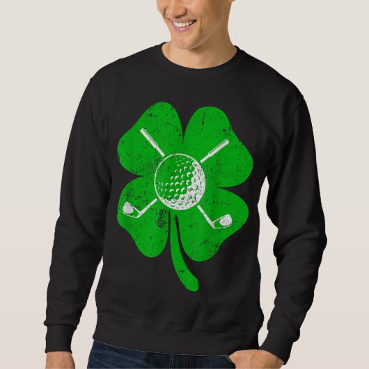Retro Irish Shamrock Golf Sports Lover St. Patrick Trui (Voorkant)