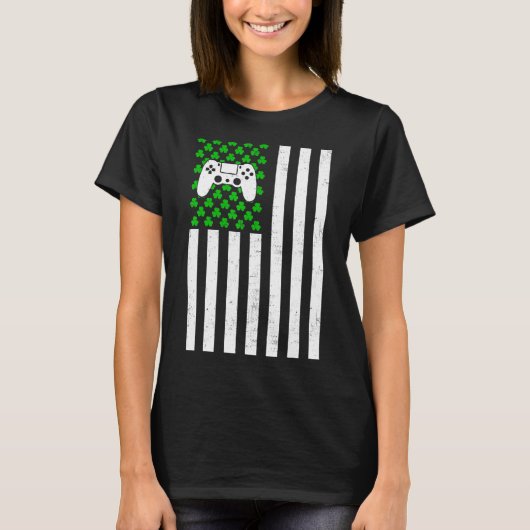 Retro Irish US Flag Sport Video Game St. T-shirt (Voorkant)