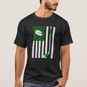 Retro Irish USA Flag Sport Hockey St.Patri T-shirt