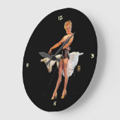 Retro Ironing Pinup Girl Grote Klok (Hoek)