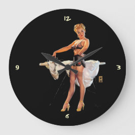 Retro Ironing Pinup Girl Grote Klok