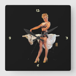  Retro Ironing Pinup Girl Grote Klok