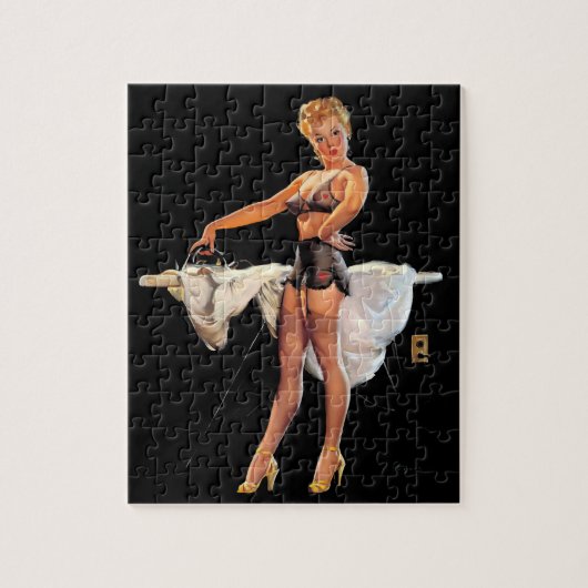 Retro Ironing Pinup Girl Legpuzzel (Verticaal)