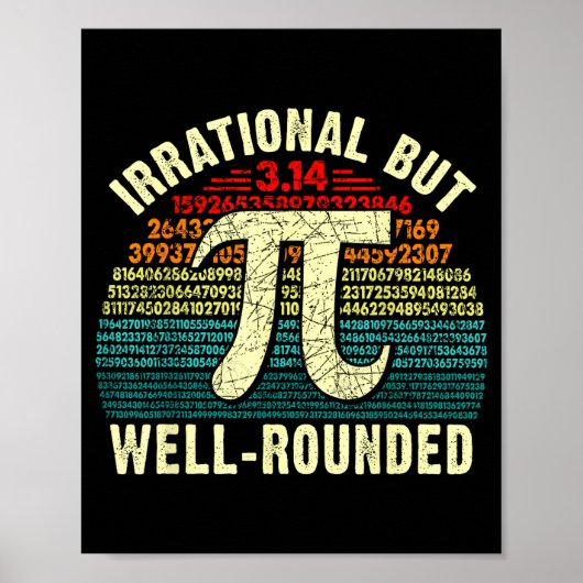 Retro irrationeel maar afgerond dag wiskunde freak poster (Voorkant)