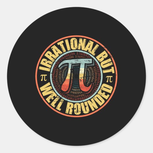 Retro irrationele maar goed afgeronde PI dag M Ronde Sticker (Voorkant)