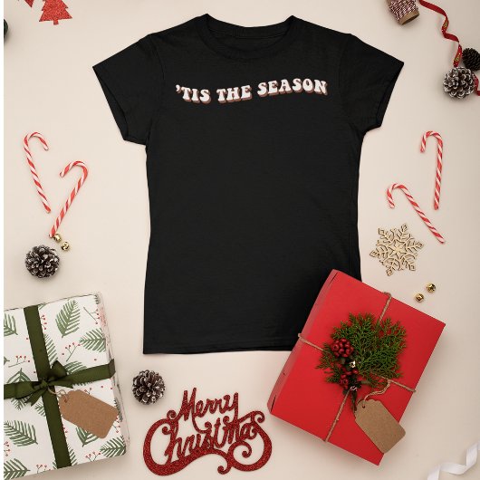 Retro is de kersttypografie van het seizoen t-shirt
