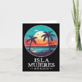 Retro Isla Mujeres Mexico Beach Sunset Souvenir Me Kaart (Voorkant)