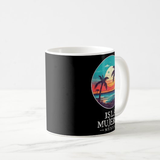 Retro Isla Mujeres Mexico Beach Sunset Souvenir Me Koffiemok (Voorkant rechts)