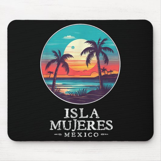 Retro Isla Mujeres Mexico Beach Sunset Souvenir Me Muismat (Voorkant)
