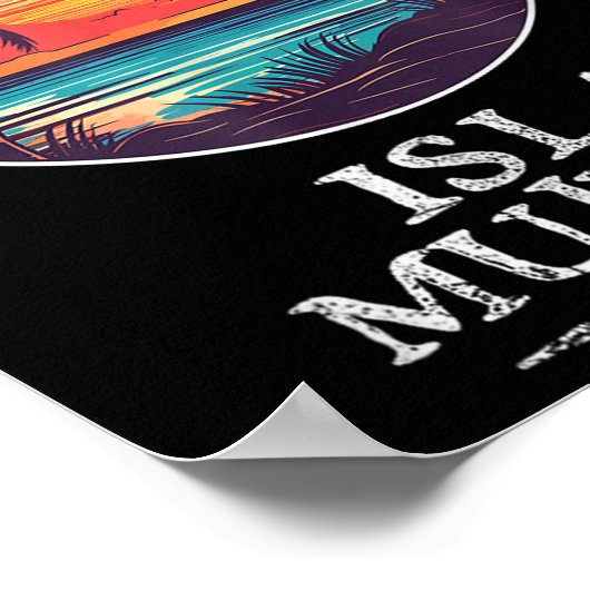 Retro Isla Mujeres Mexico Beach Sunset Souvenir Me Poster (Hoek)